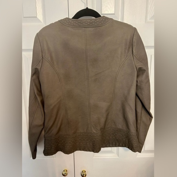 Christopher & Banks Taupe Faux Leather Jacket Size Medium - Picture 2 of 8